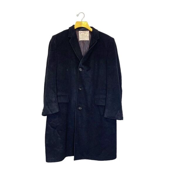 Vintage 60s Neiman Marcus Size 42 Black Cashmere Overcoat